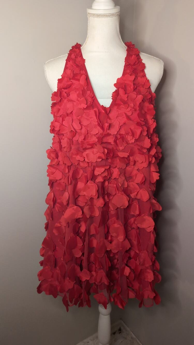 Maeve Anthropologie Red 3D Floral Appliqué Mini Dress XS